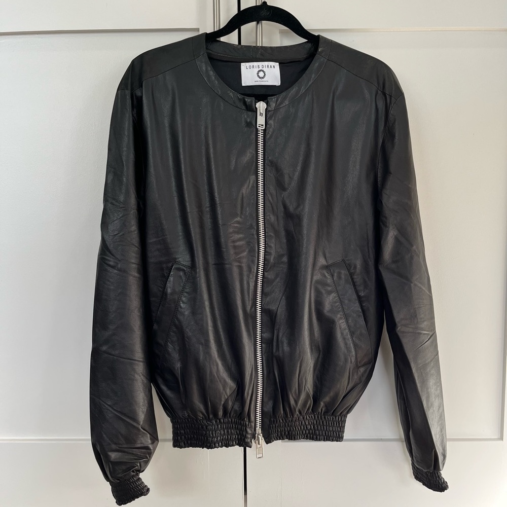 LORIS DIRAN NYC 100% Leather Black 2 Pocket Bomber.